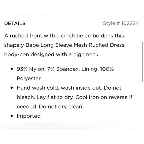 Bebe New Bodycon Solid Beige Nude Sheer Long Sleeve Ruched Mini Dress Xs - Picture 5 of 12